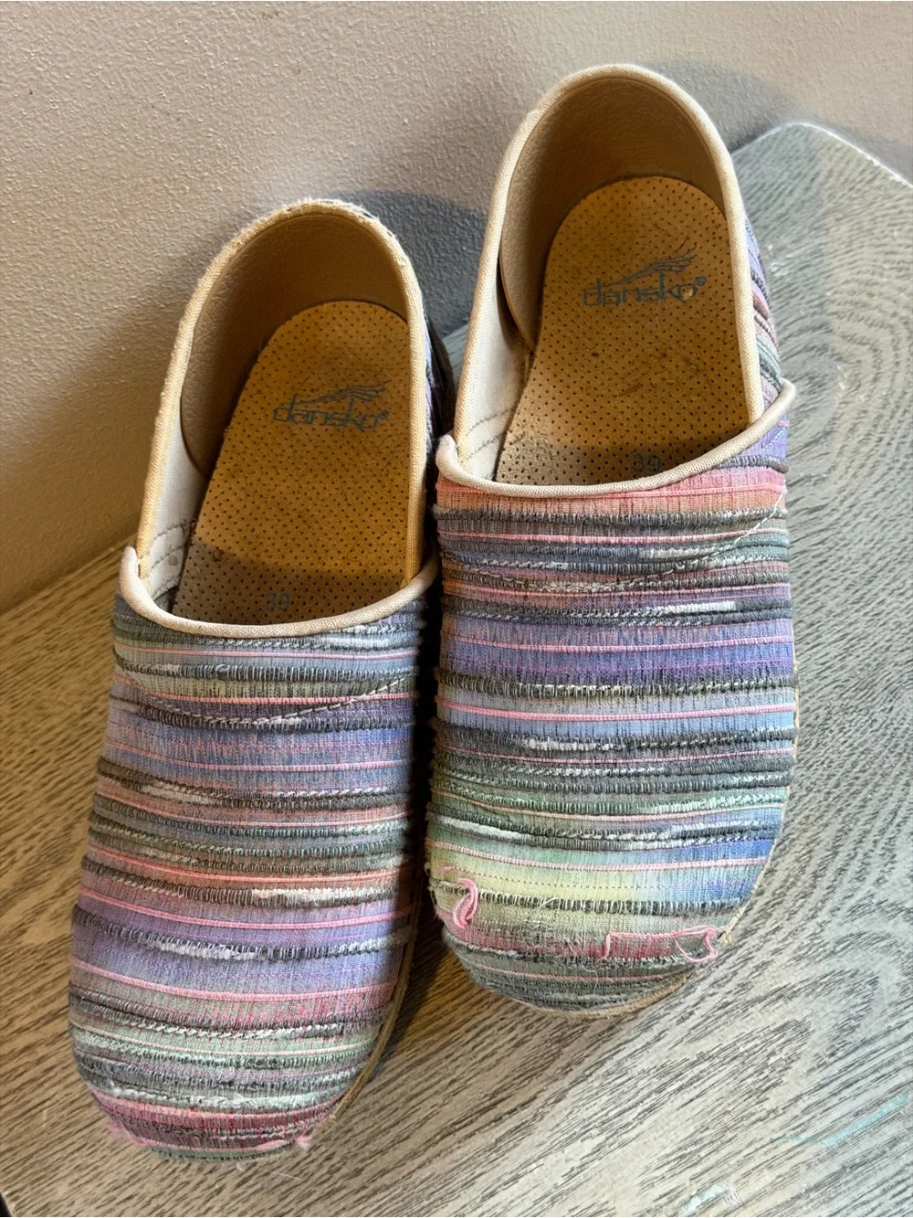 Dansko Multicolor Pastel Striped Espadrilles